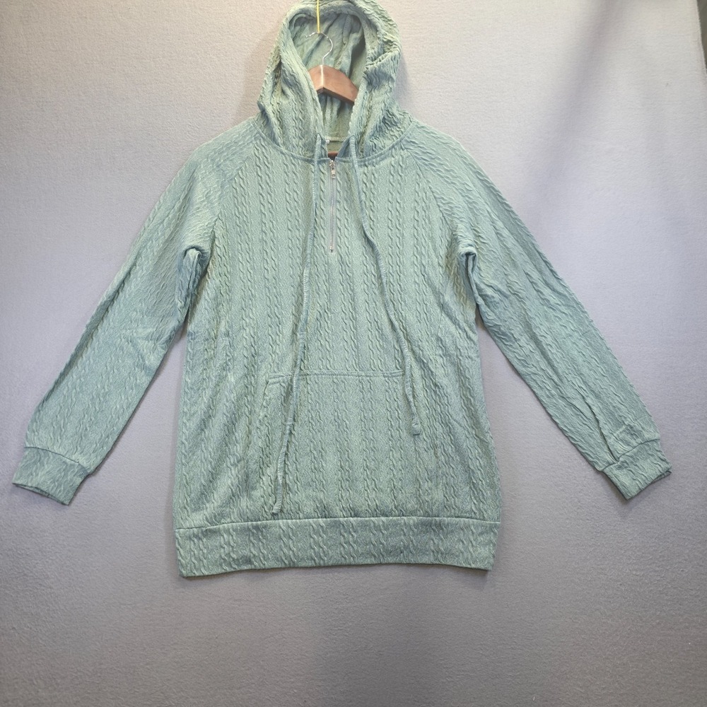 Unbranded‎ Women's Green Textured Quarter Zip Hoodie Size Medium